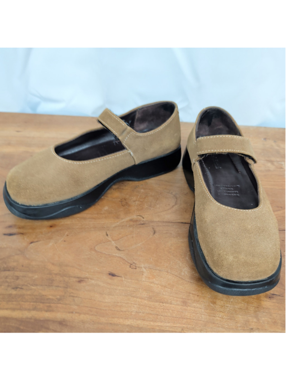 LL Bean Mexican Made Suede Chunky Mary Jane Shoes 9B